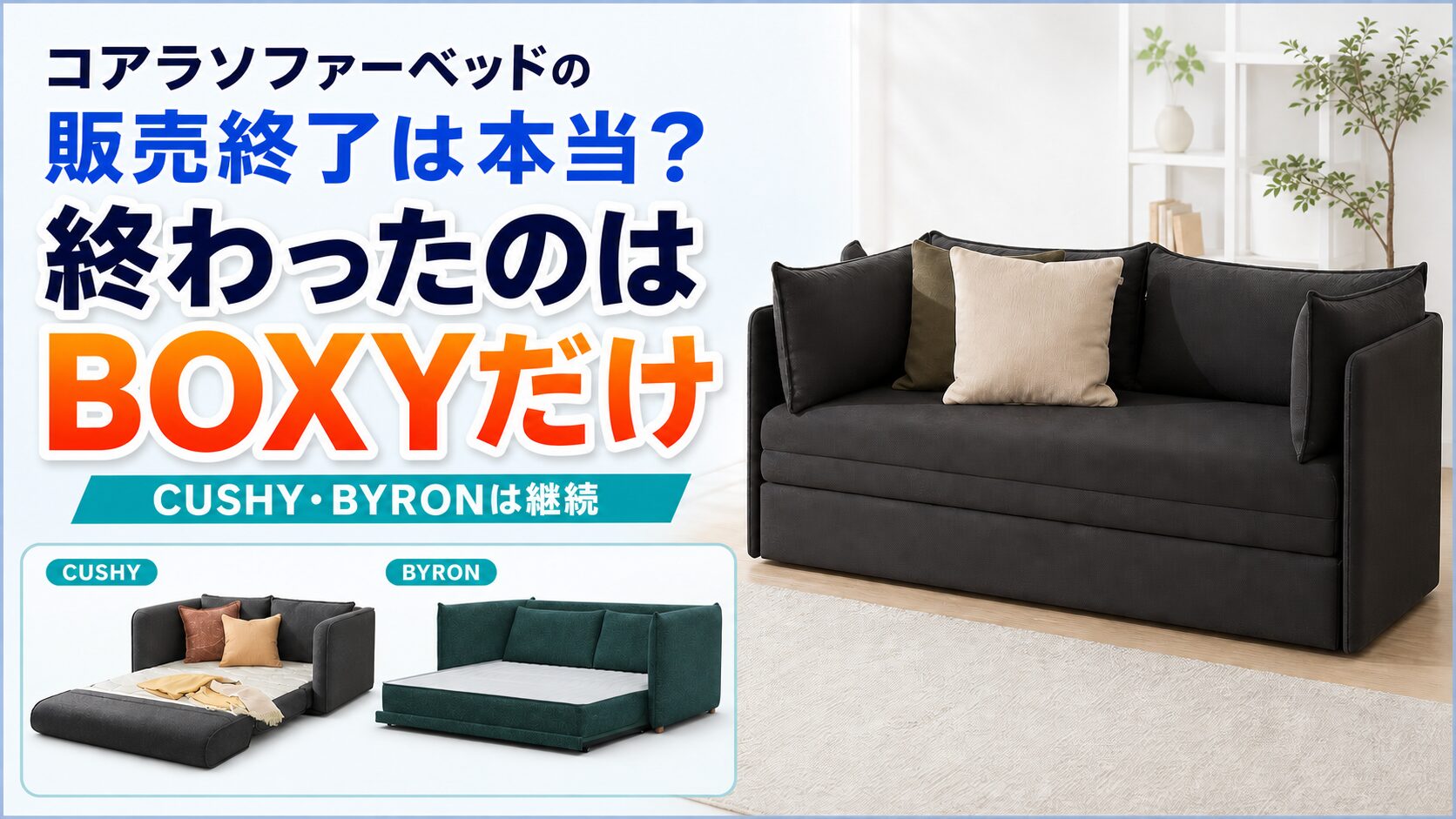コアラソファーベッドの販売終了はBOXYだけだったことを示すイメージ