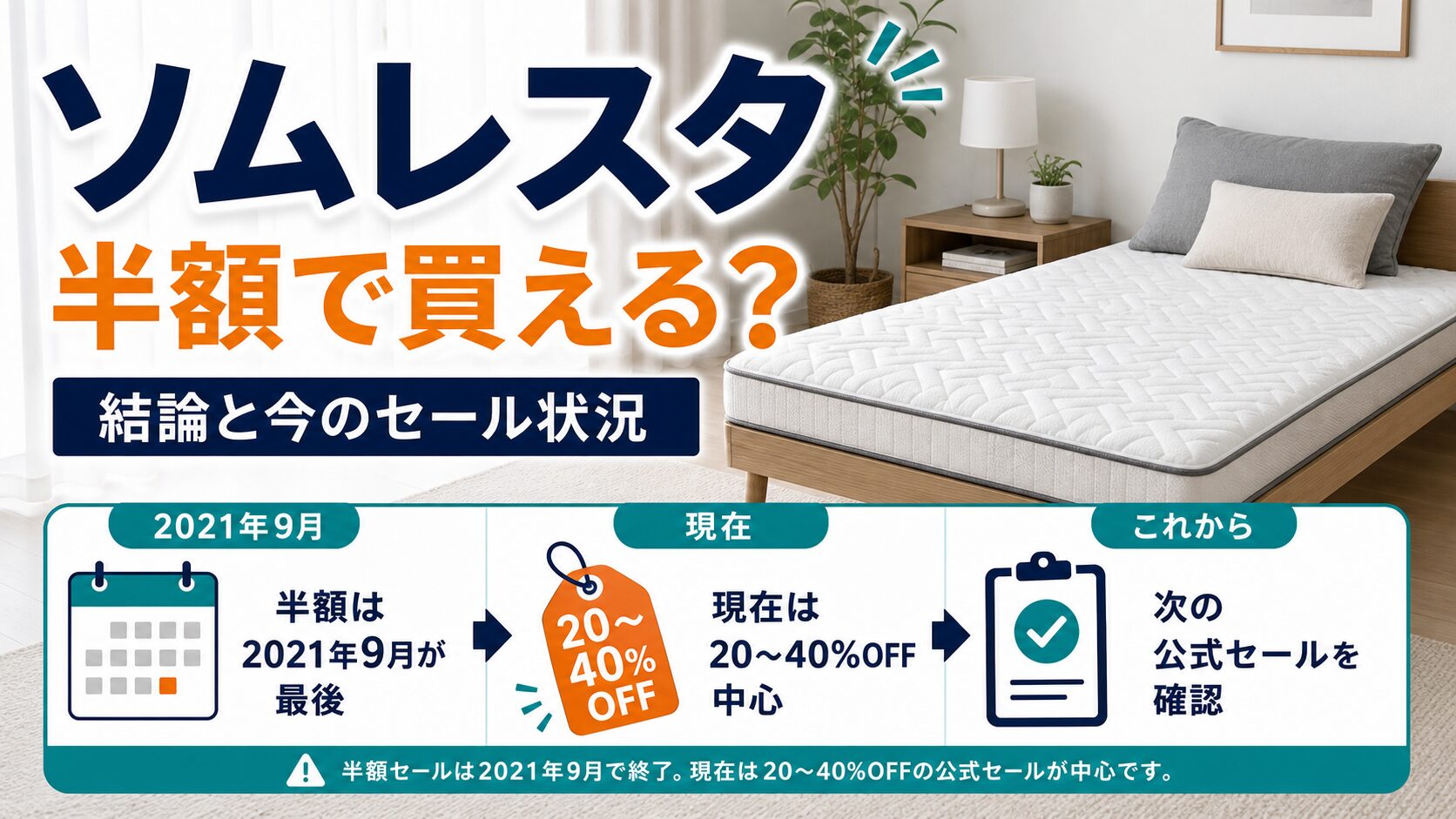 ソムレスタは半額で買えるのか、今のセール状況と結論を整理したイメージ