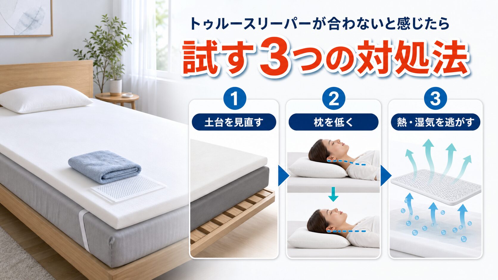 トゥルースリーパーが合わないと感じたときに試せる3つの対処法のイラスト