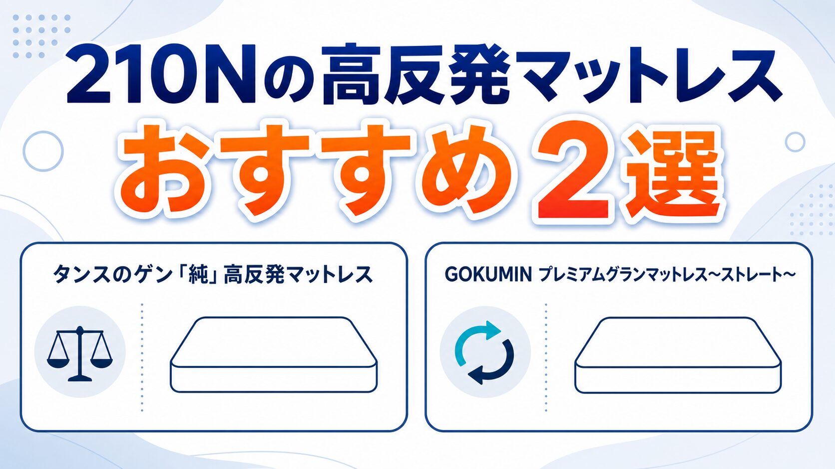 210Nの高反発マットレスのおすすめ2選を並べて比べているイメージ