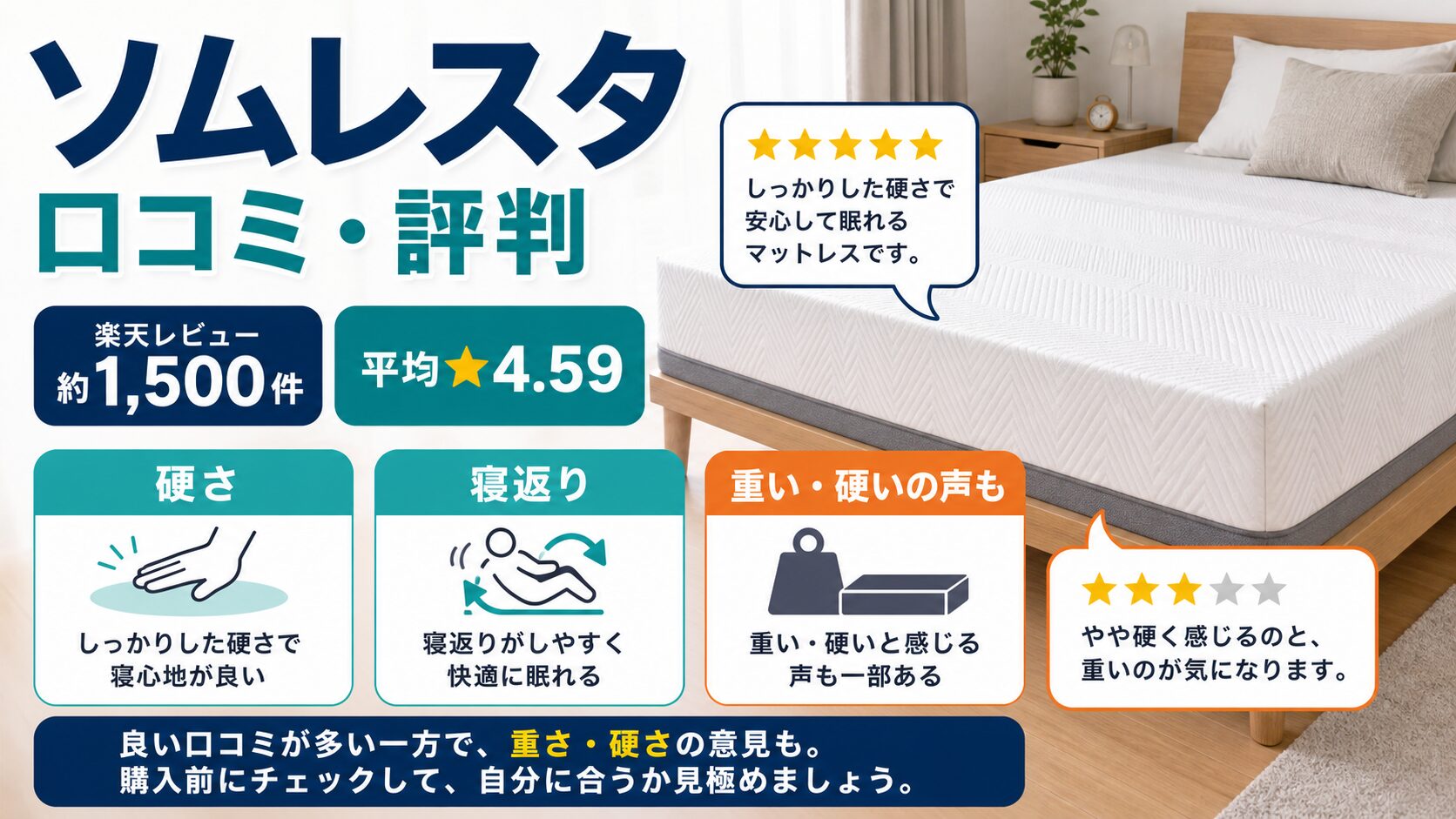 ソムレスタのリアルな口コミ・評判の傾向を整理したイメージ
