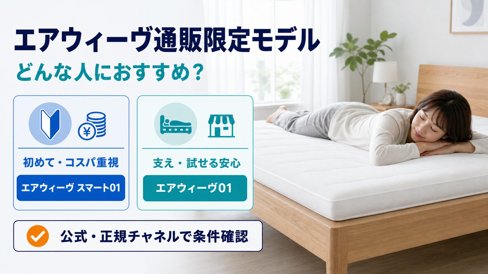 エアウィーヴ通販限定モデルがどんな人におすすめかを紹介しているイラスト