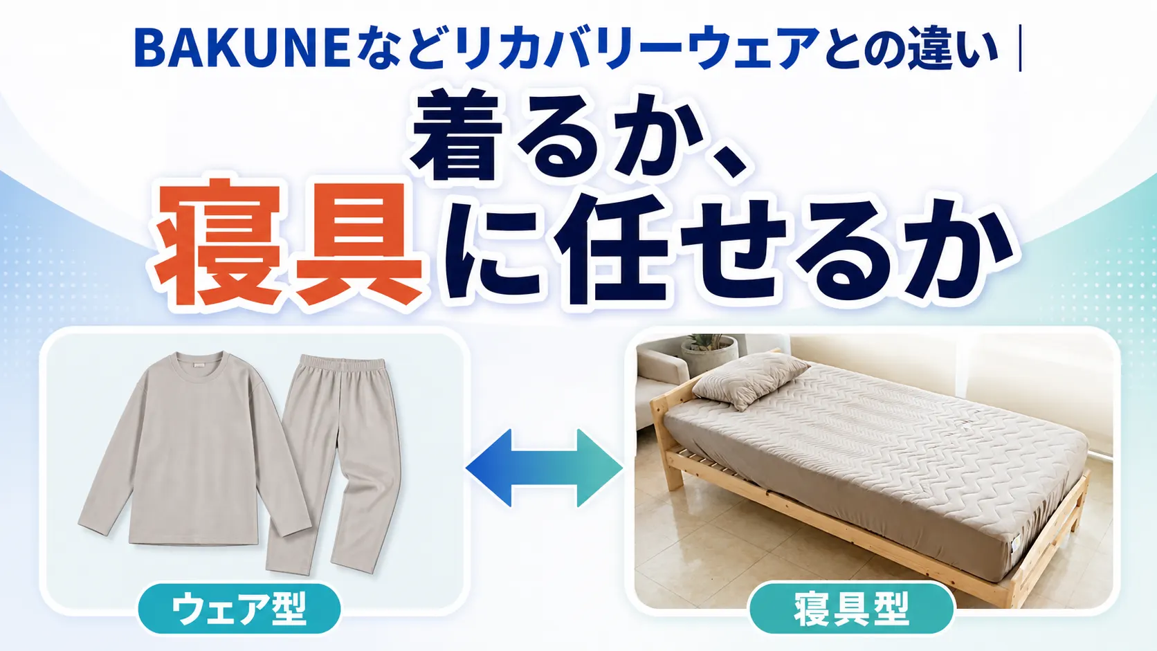リカバリースリープとBAKUNEなどリカバリーウェアの違いを整理した比較イメージ