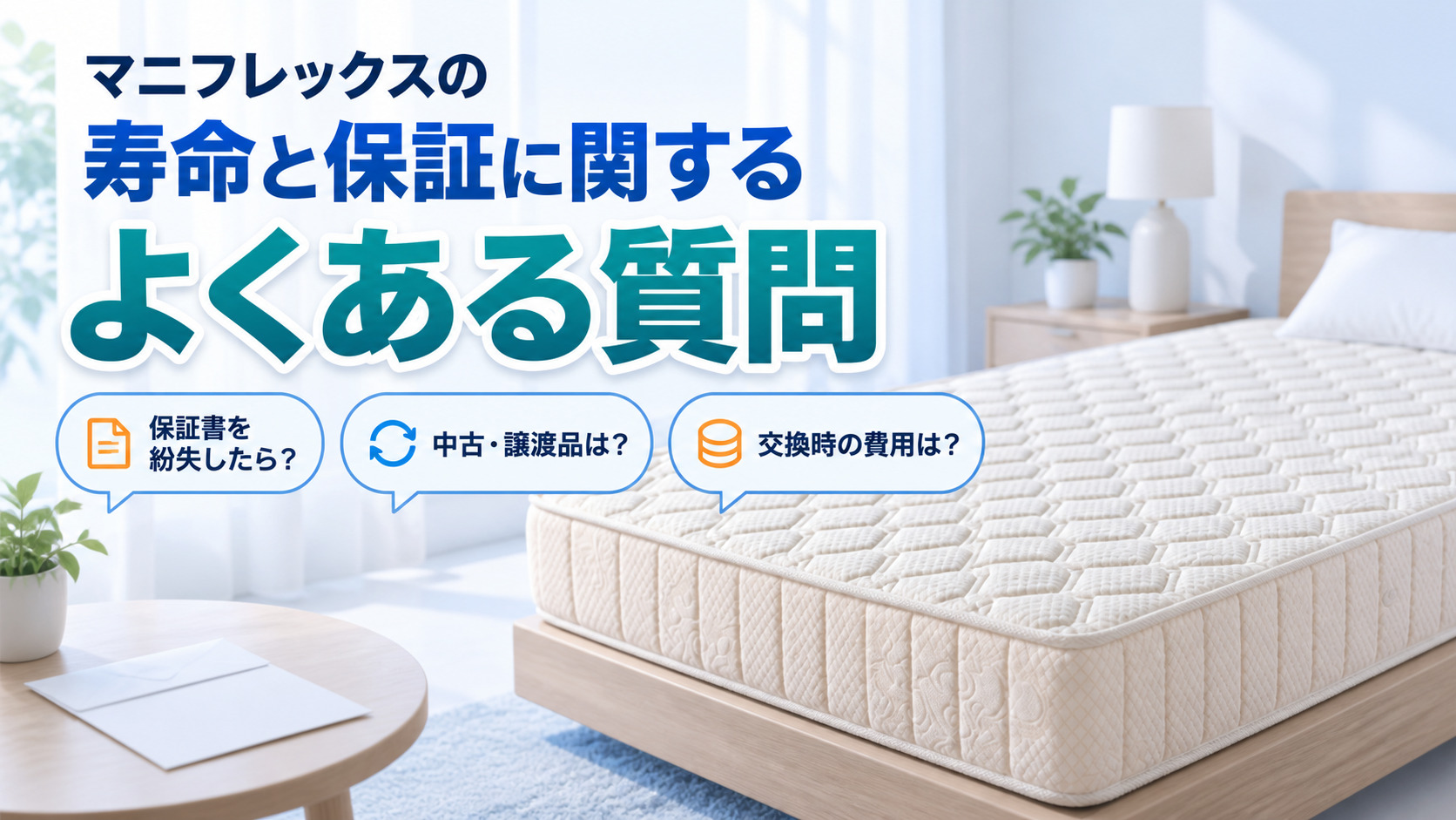 マニフレックスの寿命と保証に関するよくある質問をまとめた画像